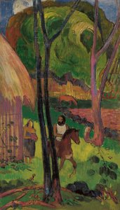 Kulübenin önündeki binici, 1902. by Paul Gauguin