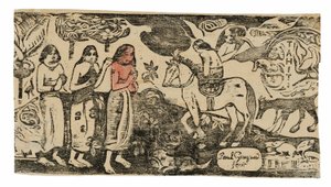 Geç Ahşap Blok Baskılar Suitinden Konut Değişikliği by Paul Gauguin