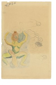 Danse maori (kağıt üzerine suluboya ve kurşun kalem) by Paul Gauguin