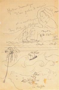 Genç Jacques Bousquet, Pont-Aven veya Le Pouldu için yapılmış çizimlerden oluşan bir albümden çizim, 1889-90 by Paul Gauguin