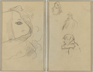 Göz ve Yüz Kısmı; Bir Breton Kadın ve İki Erkek [rekto] by Paul Gauguin