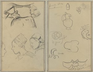 Breton Kadınları Üzerine Dört Araştırma; Şekiller ve Vazolar [verso] by Paul Gauguin