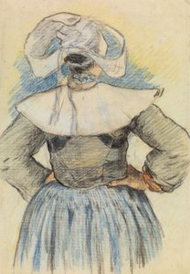 La Bretonne, Pont-Aven c.1886 (kağıt üzerine tebeşir) by Paul Gauguin