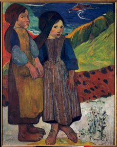 Denizden Önce Küçük Bretonlar Paul Gauguin (1848-1903) 1889 Güneş tablosu. 0.92 X 0.73 m. Tokyo. Ulusal Batı Sanatı Müzesi by Paul Gauguin