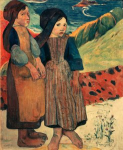 Deniz kenarında küçük Bretonlar by Paul Gauguin