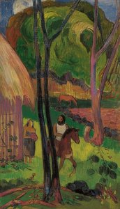Kulübenin önündeki atlılar (Cavalier devant la case). 1902 by Paul Gauguin