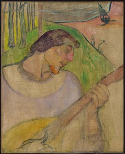 Mandolin ile otoportre, c.1889 (tuval üzerine yağlıboya) by Paul Gauguin