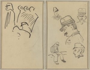 askerler; Dört Asker ve Oturan Bir Figür [verso] by Paul Gauguin