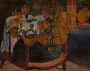Bir koltukta ayçiçeği by Paul Gauguin