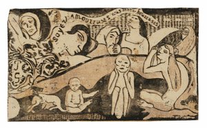 Geç Ahşap Blok Baskılar Takımından Sevgiler, Mutlu Olursunuz by Paul Gauguin