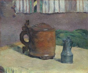 Natürmort: Ahşap Tankard ve Metal Sürahi, 1880. by Paul Gauguin
