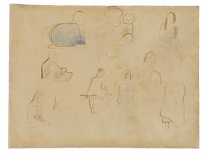 Tahiti Figürlerinin On Çalışması by Paul Gauguin