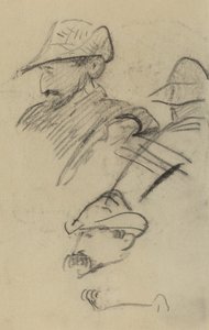 Şapka Takan Bir Adamın Üç Çalışması [rekto] by Paul Gauguin