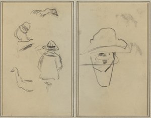 İki Breton Figürü ve İki Kaz Çalışmaları; Şapkalı Adam [verso] by Paul Gauguin