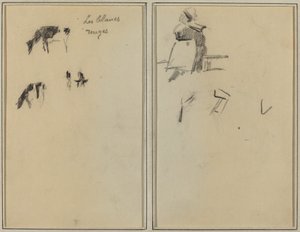 İki İnek; Oturan Breton Kadın [verso] by Paul Gauguin