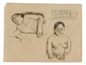 İki Tahitili Kadın ve Bir Marquesan Kulak Tıkacı by Paul Gauguin