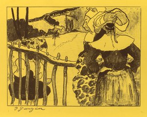 Volpini Süiti: Kapının Yanında Breton Kadınlar by Paul Gauguin