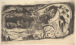 Boynuzlu Başlı Gravür, 1898-99. by Paul Gauguin