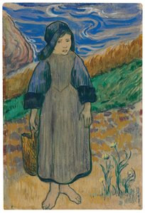 Deniz Kenarındaki Genç Breton Kız; Deniz kenarındaki genç Breton kız, 1889 by Paul Gauguin