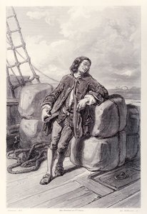 Kaptan Lemuel Gulliver denizde ticaret gemisinde, Jonathan Swift tarafından yazılan Gullivers Travels