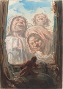 Gulliver, Brobdingnag Ülkesinde Üç Dev Dilenci Tarafından Büyülendi by Paul Gavarni