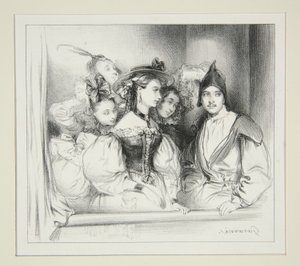 La Loge Du Bal. by Paul Gavarni
