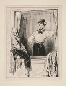 Vikont Aime de Trois Etoiles ve Dame Eloa de Tremblemont gidiyor by Paul Gavarni