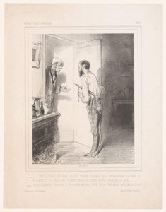 Adam komşusuna flageolet ile hitap ediyor Voilà trois heures voisin (...) (nesne üzerindeki başlık) by Paul Gavarni