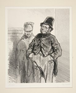 Sevigne ve karısı çocukları (sic) sütten kesmeye alır. by Paul Gavarni