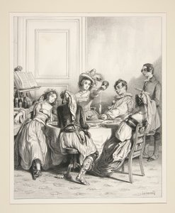 Öğle yemeği, şafakta. by Paul Gavarni