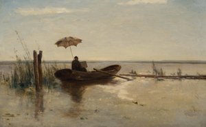 Bir ressam, muhtemelen sanatçı W.B. Tholen, güneşli bir günde bir kumarhanede iş başında (tuval üzerine yağlı boya)