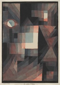 Soyut. Dikey formatta biraz zinober ile Kırmızı/Yeşil Derecelendirme by Paul Klee