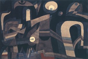 Geceleri Yeşil-Hint kırmızısı, kasvetli, 1921. by Paul Klee