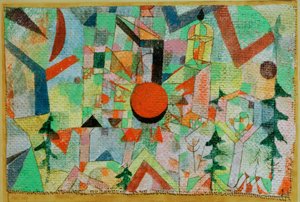 Batan güneş ile kale by Paul Klee