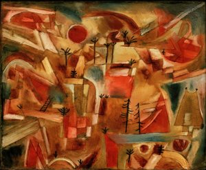 Kayalık manzara (avuç içi ve köknarlarla birlikte) by Paul Klee