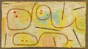 Uzanmış, c. 1937 (çuval bezi üzerine yağ) by Paul Klee