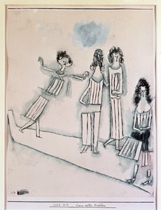 Kızların olduğu Sahne (Çizim, 20. yüzyıl) by Paul Klee