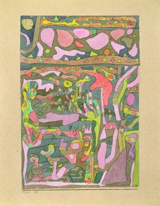 Renklerin dünyasının zaten var olduğunu keşfeden güneş, karmaşık kompozisyon by Paul Klee