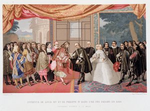 Otuz Yıl Savaşları: “” Fransa Kralı Louis XIV (1638-1715) ve İspanya Kralı IV. Filip (1605-1665) ile Paisans adasında 7/11/1659