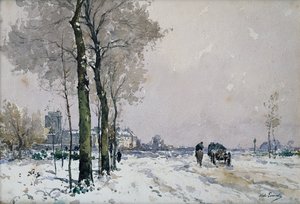 Bir Kasabanın Kenarları, Kış (tuval üzerine yağlı boya) by Paul Lecomte