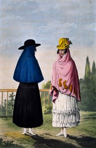 Dağ kadını ve ova kadını, gravür Paul Legrand, Kolombiya by Paul Legrand
