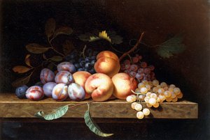 Bir Taş Çıkıntıda Şeftali, Erik ve Üzüm, by Paul Liegeois