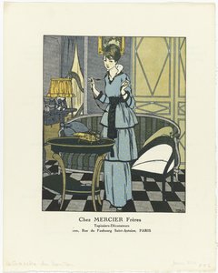 Gazette du Bon Ton, 1914 - No. 1: Chez MERCIER Frères / Döşemeciler - Dekoratörler (nesne üzerindeki başlık) by Paul Méras