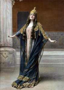 Opera sanatçısı Lucy Arbell (1882-1947), "Bacchus" operasında kraliçe Amahelli rolünde, Paris, Fransız gazetesi "Le Theatre"dan Nadar fotoğrafı, Temmuz 1909 by Paul Nadar