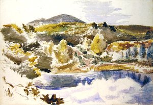 Mavi Havuz (kağıt üzerine sulu boya) by Paul Nash