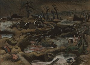 The Field of Passchendaele, 1917 dolayları (kağıt üzerine sulu boya ile kalem ve mürekkep)