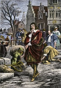 Rene Descartes Amsterdam sokaklarında yürürken by Paul Phillipoteaux