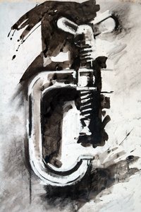 Sıkıştırma, 2024 (kağıt üzerine mürekkep) by Paul Powis