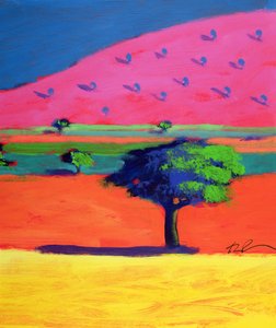 Pink Hill (kart üzerinde akrilik) by Paul Powis