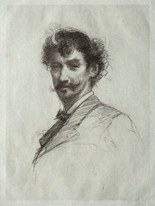 Beyaz Kilit ve Monocle ile James McNeill Whistler. by Paul Rajon